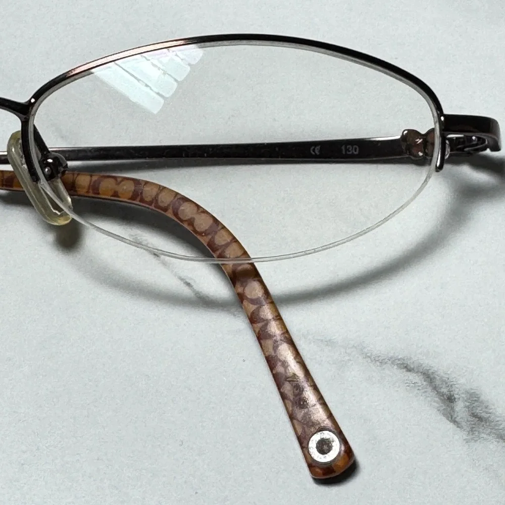 Coach Sherri 122 Tan Bronze Oval Semi Rimless Eyeglass Frames 49-17-130